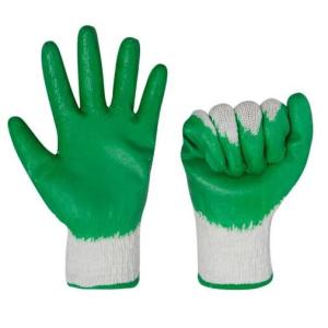 Plain Latex Coated Gloves 10 Gauge Green Latex Coated String Knit Gloves