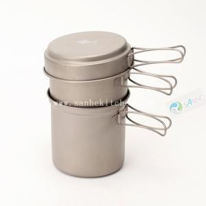 Titanium backpacking cookare 3pcs set with calibration