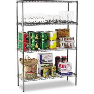 Cheap Basic 4 - Layer Kitchen Storage Racks / Black Wire Shelving Unit 42&quot; W X 18&quot; D X 60&quot; H for sale