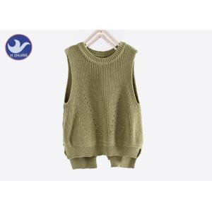China Cotton Girls Turquoise Sweater Sleevesless Vest Pointelle Back Open With Butterfly Knot on sale