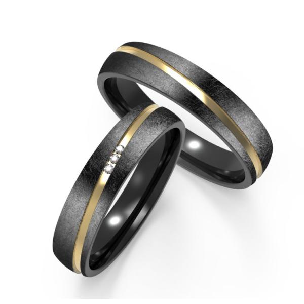 Quality Customizable Black Titanium Ring Fade Resistant Couple Zirconium Ring Set wholesale