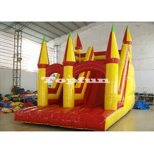 Cheap Kids Inflatable Volcano Dry Slide Double Line Jumping Castle Playground for sale