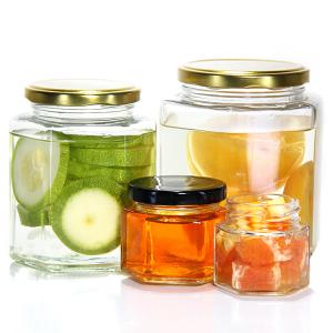 Customized Household Preserve Pickle Glass Canning Jar Hexagonal Freezing Glass