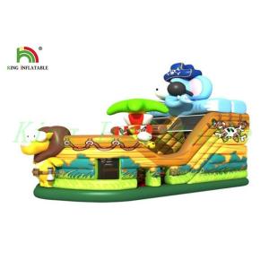 Animal Pirate Inflatable Bouncy Boat With Slide Digital Printing Boat Shape
