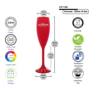 Chandon Coloured Polycarbonate Champagne Flutes 165ml 5.5oz Acrylic Wine Glass