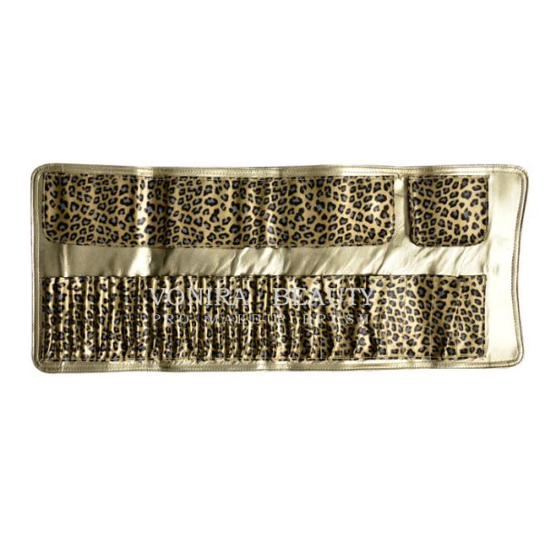 Quality Large Capacity Leopard Pattern  Makeup Brush Roll Bag Pen Holder Case Handy Clutch wholesale
