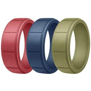 Anniversary Men's Silicone Rings 8mm Wide 2.5mm Thick Rubber Bands Rectangular