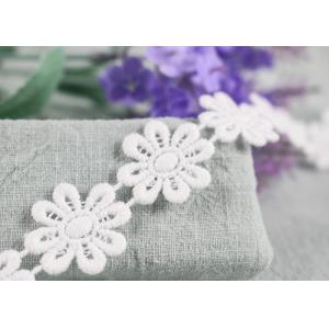 DTM Color Cotton Lace Edging Dyeing With Smooth Pattern / Embroidered Flower
