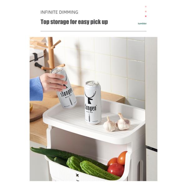 High 100cm 3 Tier Tall Rolling Laundry Cart With 3 Removable Hamper