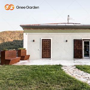 China Custom Rusted Outdoor Corten Steel Planter Bench For Backyard on sale