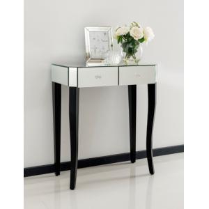 Popular Mirrored Vanity Desk , Black Wooden Mirrored Dressing Table With Drawers