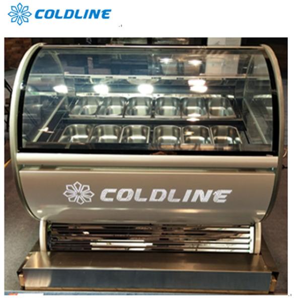 Quality Luxury Curved Glass Ice Cream Freezer Display with ETL&CE wholesale