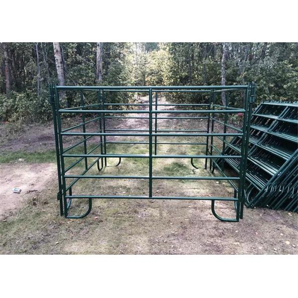 Quality Green Coated Lightweight Horse Corral Panels 5" 3'' Tall By 7" Long Round Pipe wholesale