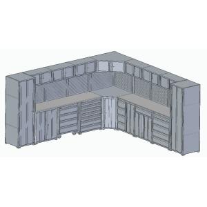 Removable Large Black Garage L Shaped Workbench Tool Storage Cabinet with