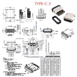 24P USB 3.1 Type C Receptacle 24-pin Fast Charging Port Female Socket Jack PCB