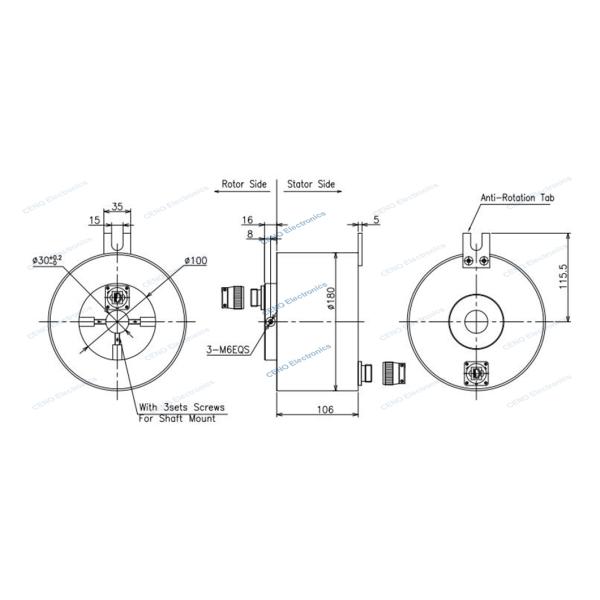 1 Channel Gigabit Ethernet Slip Ring Flange Fixing For Industrial Applications