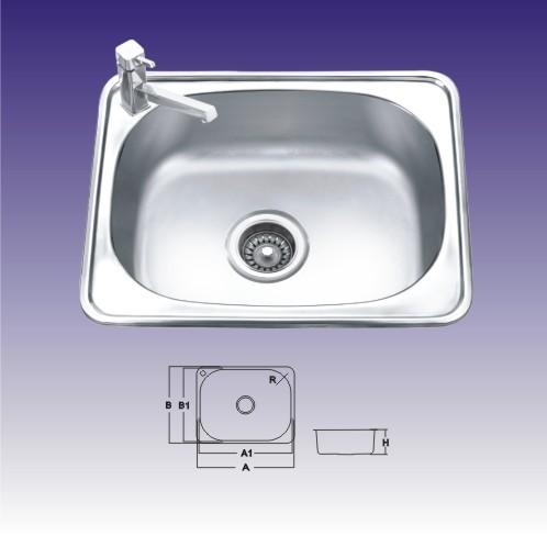 Quality 1 Bowl Polished Stainless Steel Kitchen Sink With Faucet 550 X 400mm wholesale