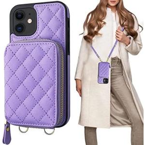 iPhone 12/12 Pro crossbody bag, RFID shielded PU leather strap bracket with card