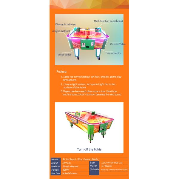Curve Surfuce Air Hockey 2 Players Coin Operated Machine / Ticket Redemption Games