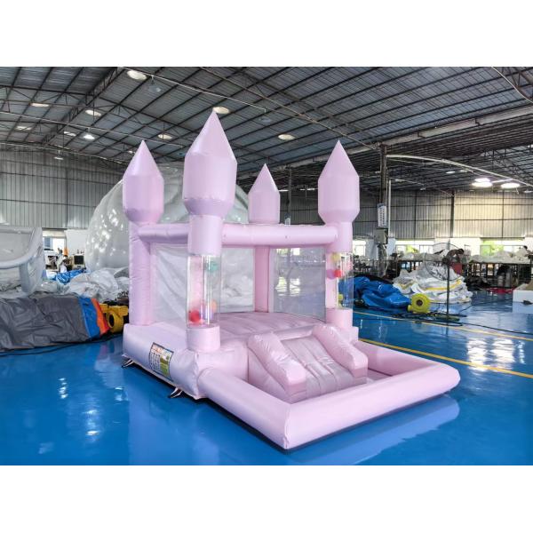 Commercial White Inflatable Castle With Ball Pit Water Slide For Entertainment
