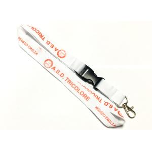 Shiny Logo Custom Flat Polyester Lanyard With White Safety Buckle Metal Hook