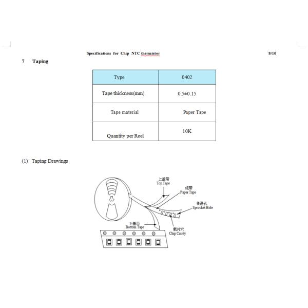 682J3600 6.8Kohm Chip NTC Thermistor Surface Mount 3600k For Temperature Compensation