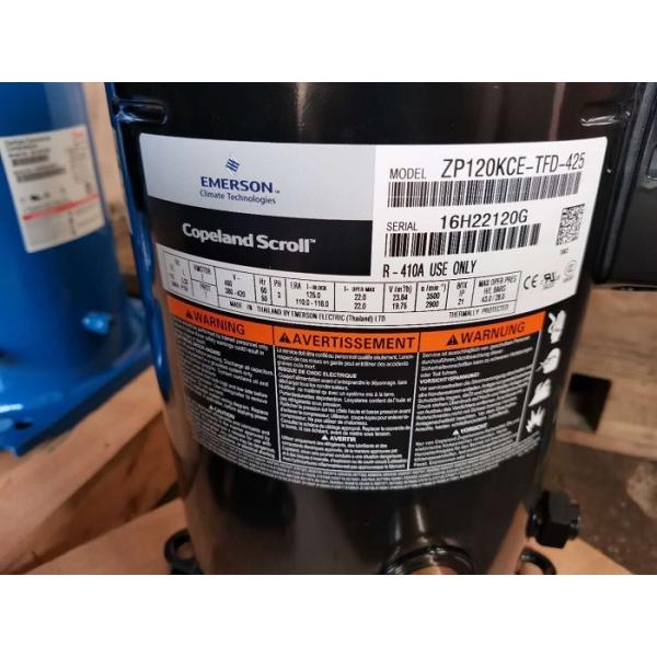 Anti Corresion Copeland Scroll Refrigeration Compressor 10HP R410 ZP120KCE-TFD-425