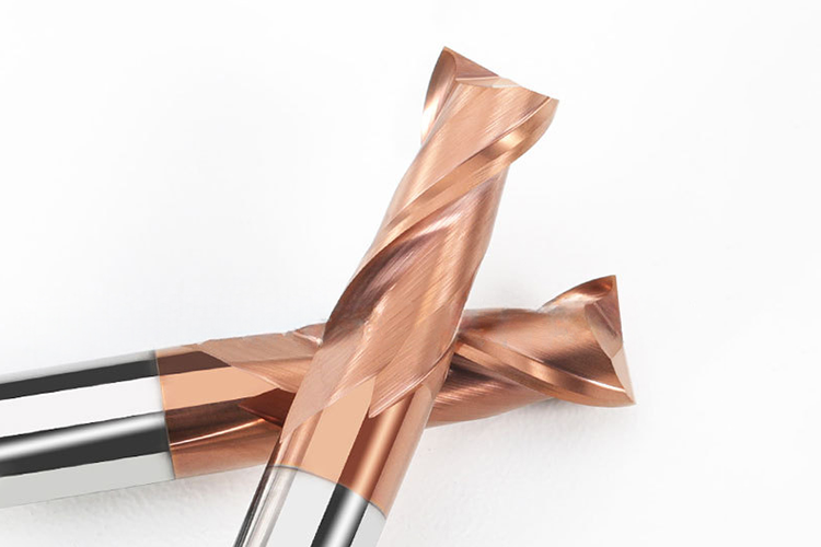 CNC Flat-bottom Tungsten Carbide End Mill with Two Flutes and 55-degree Keyway Cutter for Steel Featuring nACo4 Coating