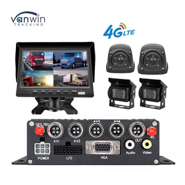 Professional 4CH 1080P MDVR For Trucks With 7" Monitor 4G/GPS Waterproof Camera