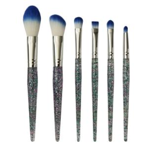 China Plastic Handles Durable Makeup Tool Kit , 6pcs Shiny Glitter Cosmetic Brushes on sale
