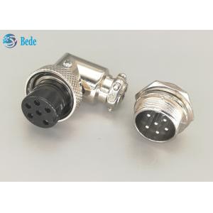 Silver Plated Aviation Connector Plug gx16 6 Pins Male And Elbow Female
