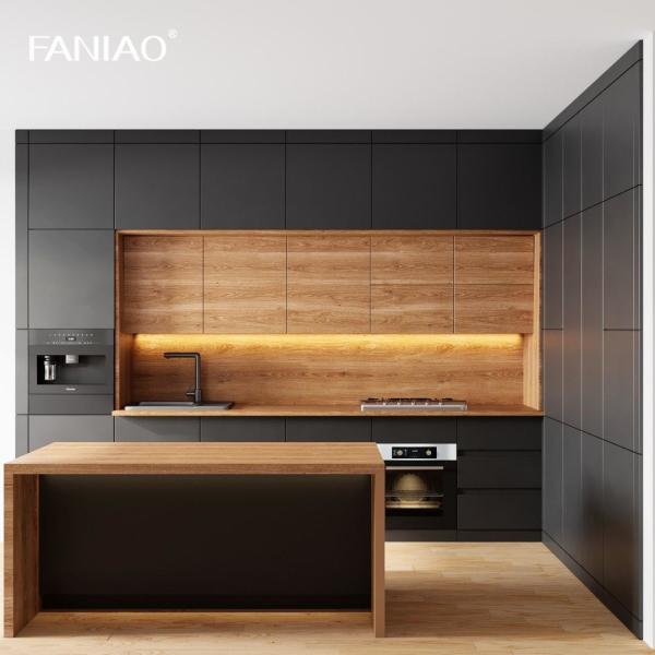 Quality Modular Black Melamine Kitchen Cabinet For Apartment wholesale