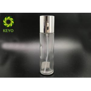 China Cylinder Empty Cosmetic Bottles With Silver Screw Cap , 100ml Glass Lotion Bottles on sale