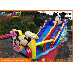 Pvc Mickey Mouse Commercial Inflatable Bounce House With Slide Easy To Carry