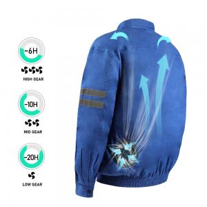 China OEM Blue Air Conditioned Bike Jacket With Cooling Fan For Work Construction on sale