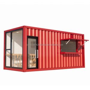 20ft Prefab Shipping Container Pop Up Coffee Shop Restaurant Mobile Container Bar with Modern Bathroom Design and Style