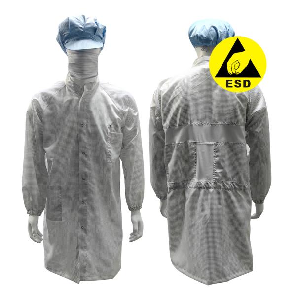 Quality 5mm Grid ESD Antistatic Safety Coat Breathable Mesh Back For Cleanroom wholesale
