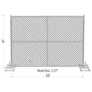 Cheap Mesh 2&quot; x 2&quot; 6ft x 10ft with a 1 3/8&quot; pipes 16GA temporary mesh fence for sale Chain Link Temporary Fence for sale