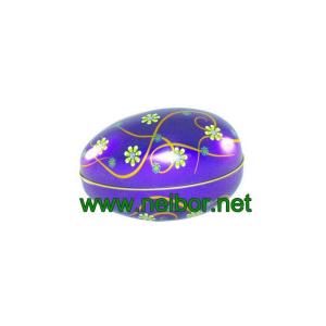 China egg shape chocolate tin container for easter holiday on sale