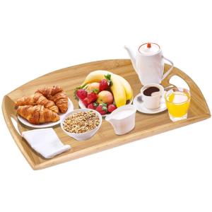 Cheap High Quality Bamboo Angular Sides Butler Serving Tray With Handles Bamboo Serving Platter for sale