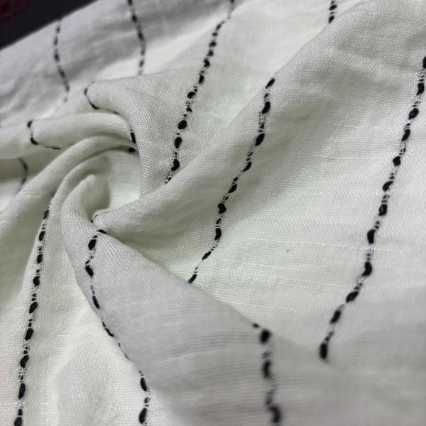 100%Polyester 180GSM Linen Look Stripe Fabric