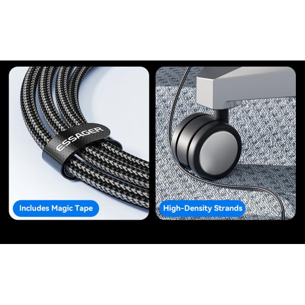 Aluminum Alloy Data Charging Cable USB C To USB A 100W 7A ESSAGER ES-X45 Series