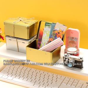 Tin Box Containers 3.7 X 2.4 X 0.8 Inch Metal Tins Storage Box, For Home Storage