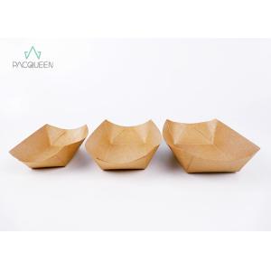 China Boat Shaped Kraft Paper Takeaway Boxes Handmade Appearance For French Fries on sale