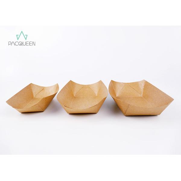 Quality Boat Shaped Kraft Paper Takeaway Boxes Handmade Appearance For French Fries wholesale