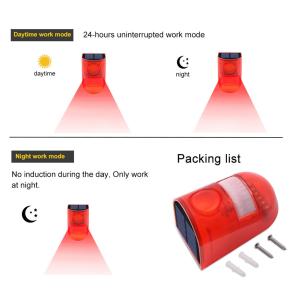 Motion Sensor Solar Alarm Red Lamp Warning Sound Light Waterproof for Garden