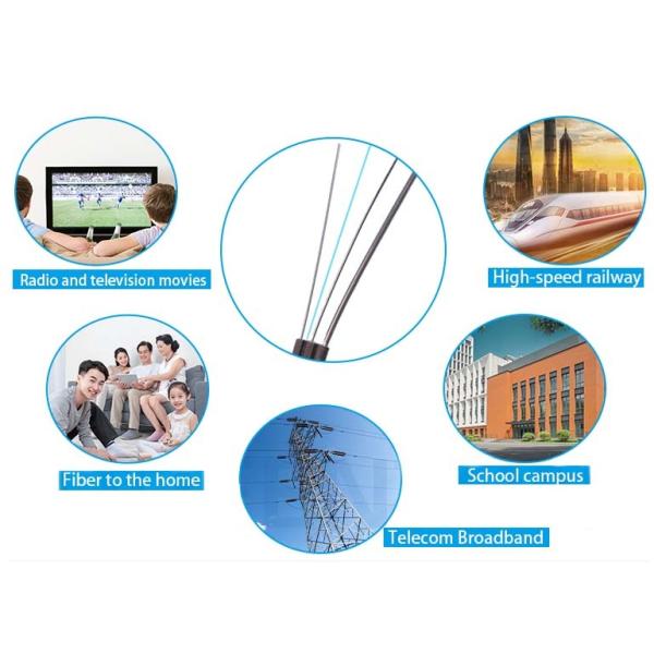 Flat Ftth Drop Cable LSZH GJYXCH 2 Core G657A With Messenger Wire