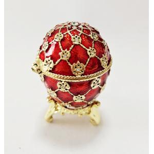 Decorative Earring Ring Trinket Holder Box Hand Painted Faberge Egg Style Hinged