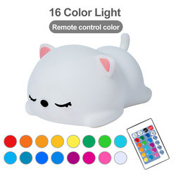 Soft Silicone Rabbit Kids Nursery Bedside Nightlight Lamp Gifts Touch Sense RGB