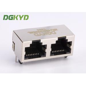 Shield Tab Up 2 Port RJ45 PCB Connector Without Transformer For Surveillance
